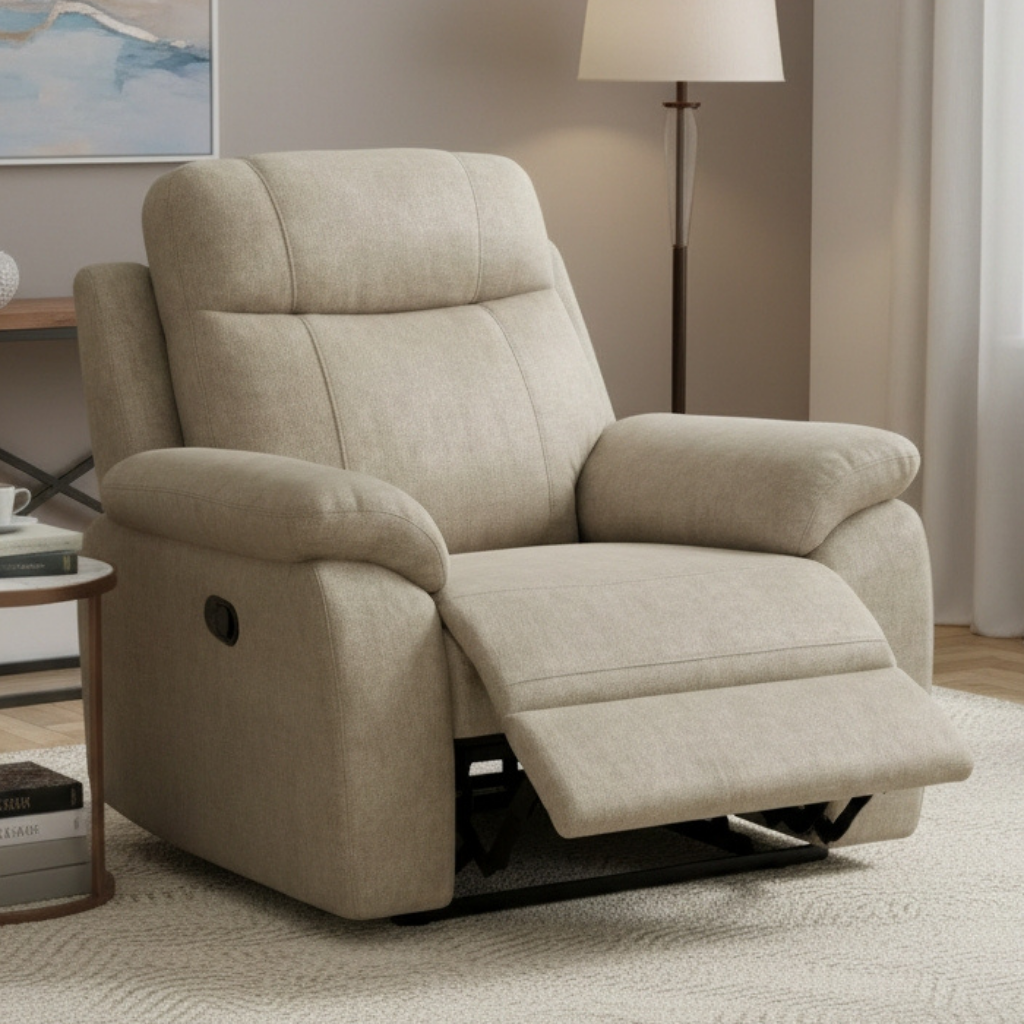 Catherine 1 Seater Recliner Sofa – Pet Friendly Fabric (Hazy Grey)