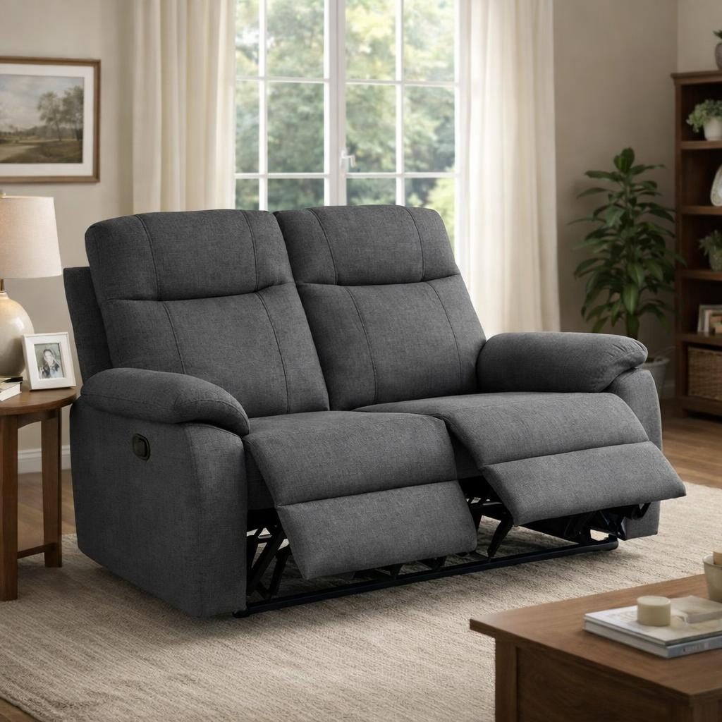 Catherine 2 Seater Recliner Sofa – Pet Friendly Fabric (Charcoal)