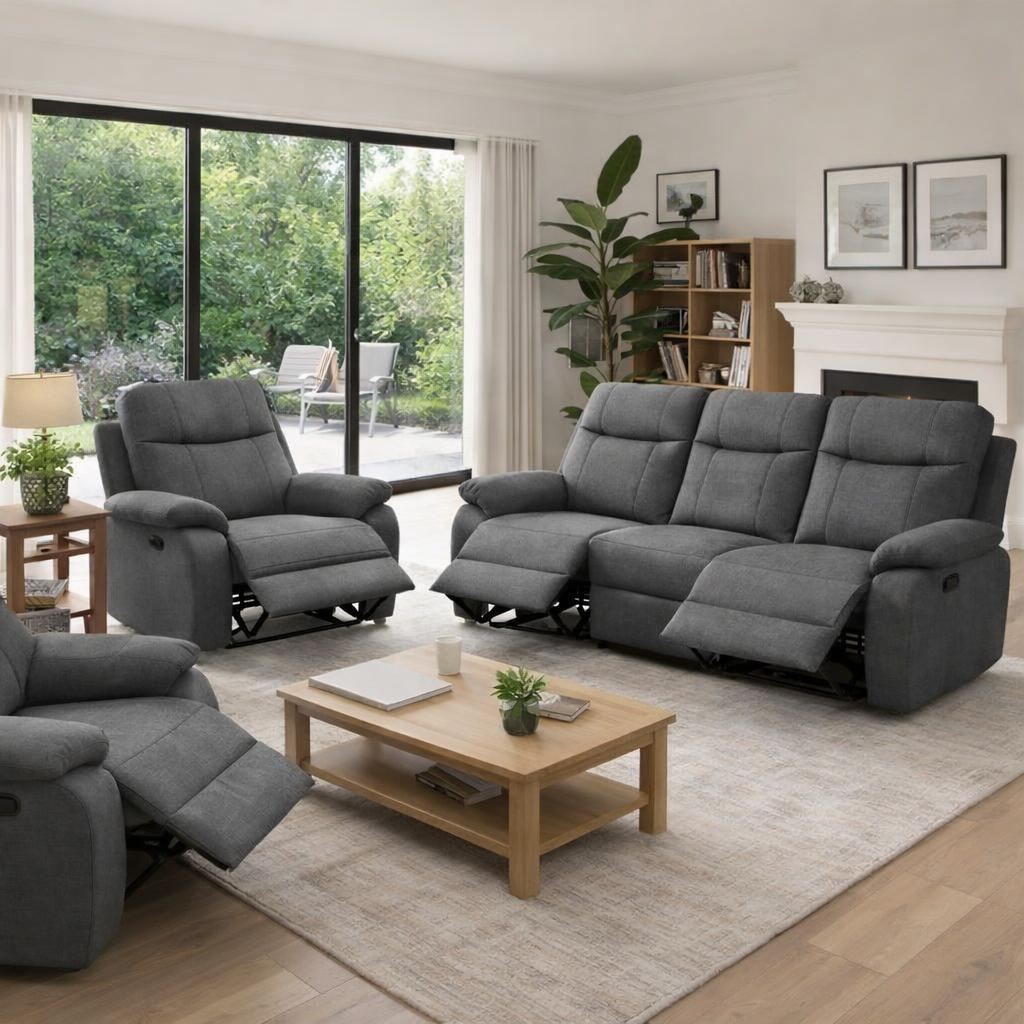 Catherine 2 Seater Recliner Sofa – Pet Friendly Fabric (Charcoal)