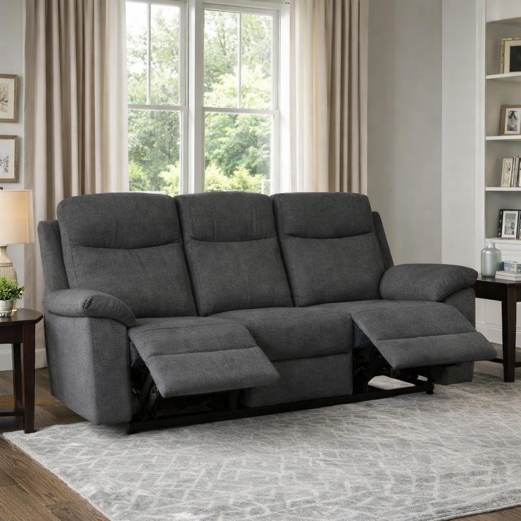 Catherine 3 Seater Recliner Sofa – Pet Friendly Fabric (Charcoal)