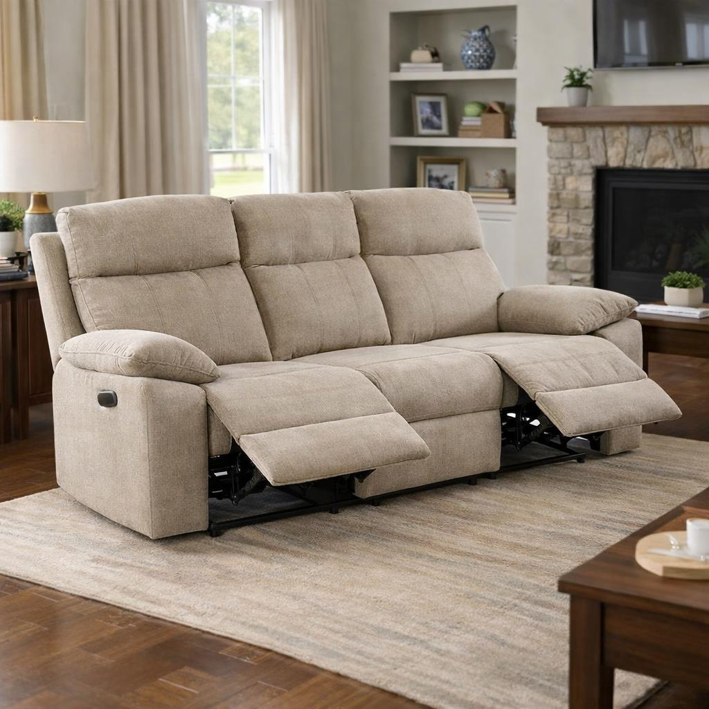 Catherine 3 Seater Recliner Sofa – Pet Friendly Fabric (Hazy Grey)
