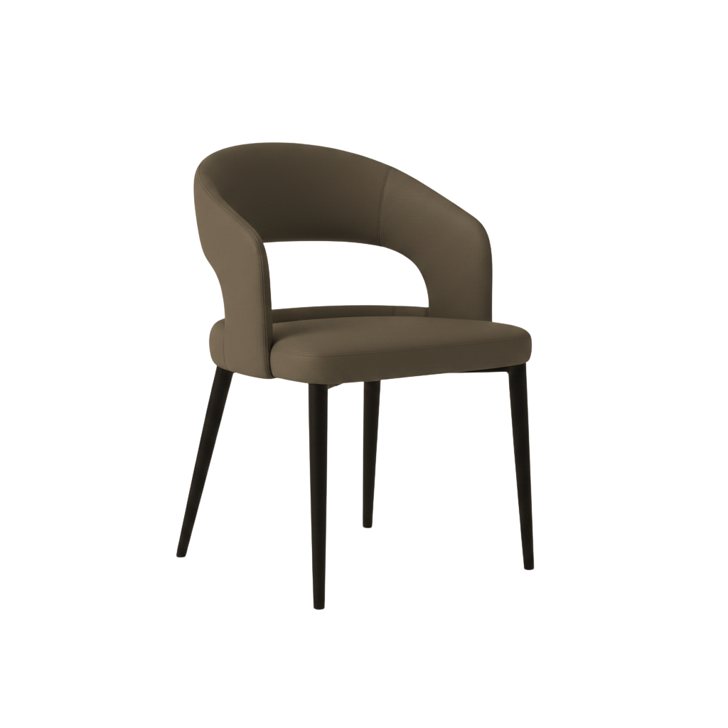 Cento Modern Round Open-Back Faux Leather Dining Chair