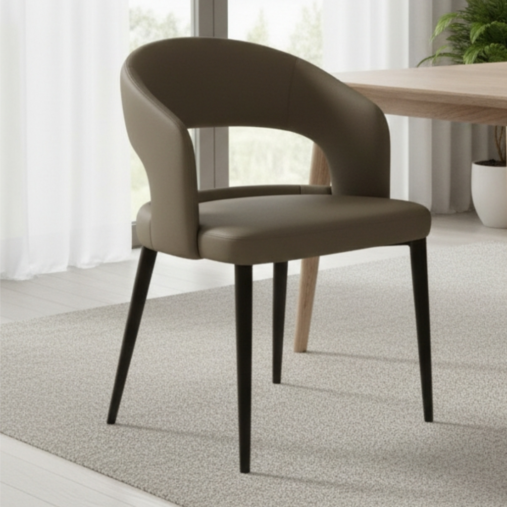 Cento Modern Round Open-Back Faux Leather Dining Chair