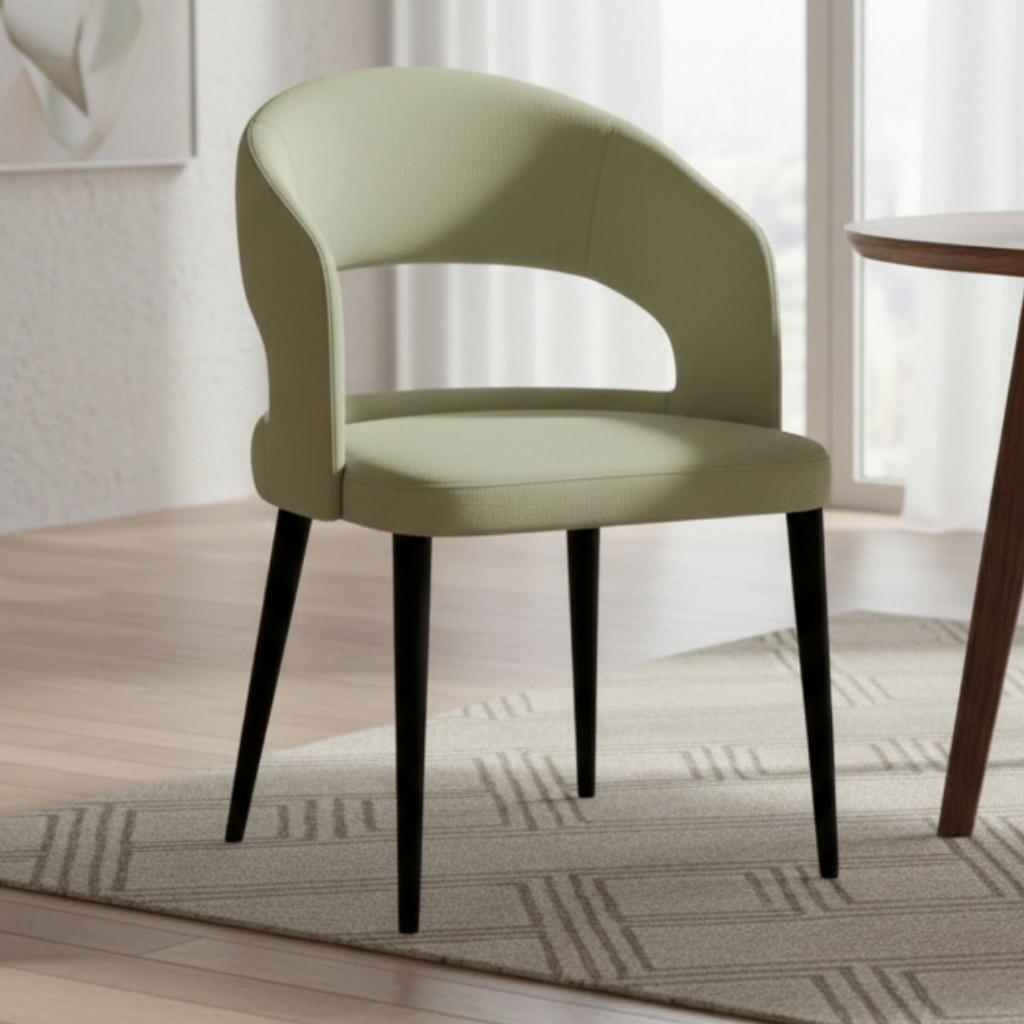 Cento Modern Round Open-Back Faux Leather Dining Chair
