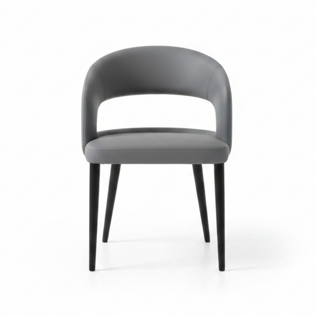Cento Modern Round Open-Back Faux Leather Dining Chair
