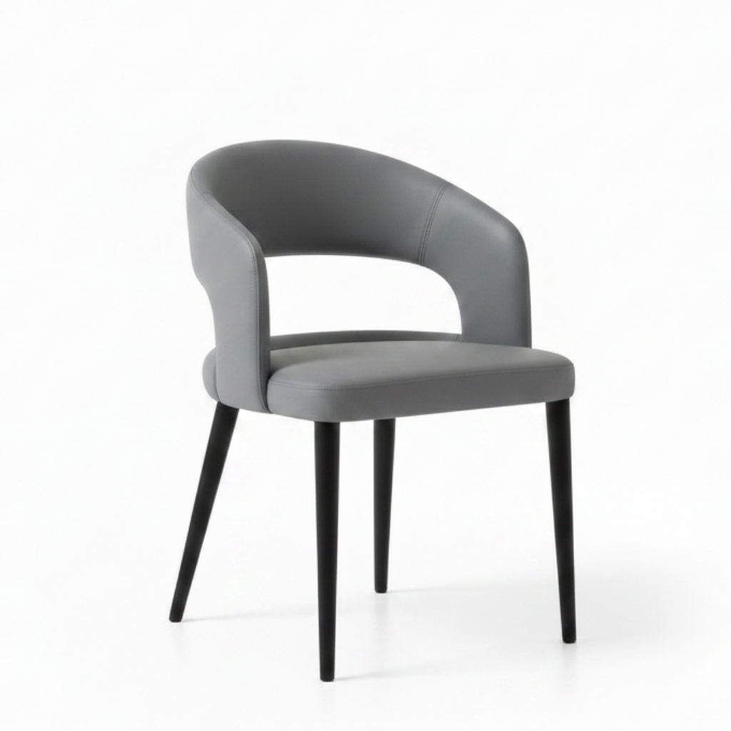 Cento Modern Round Open-Back Faux Leather Dining Chair