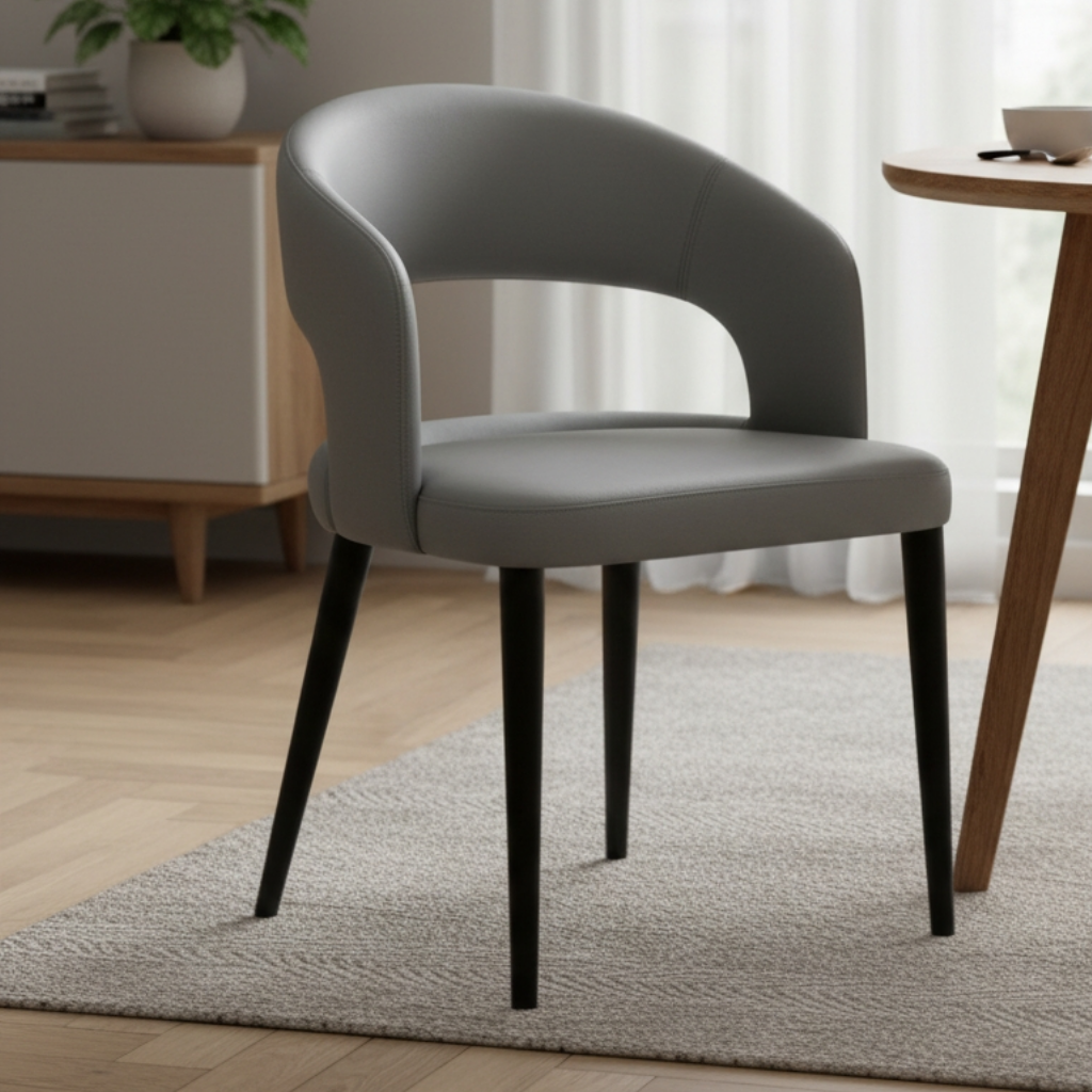 Cento Modern Round Open-Back Faux Leather Dining Chair