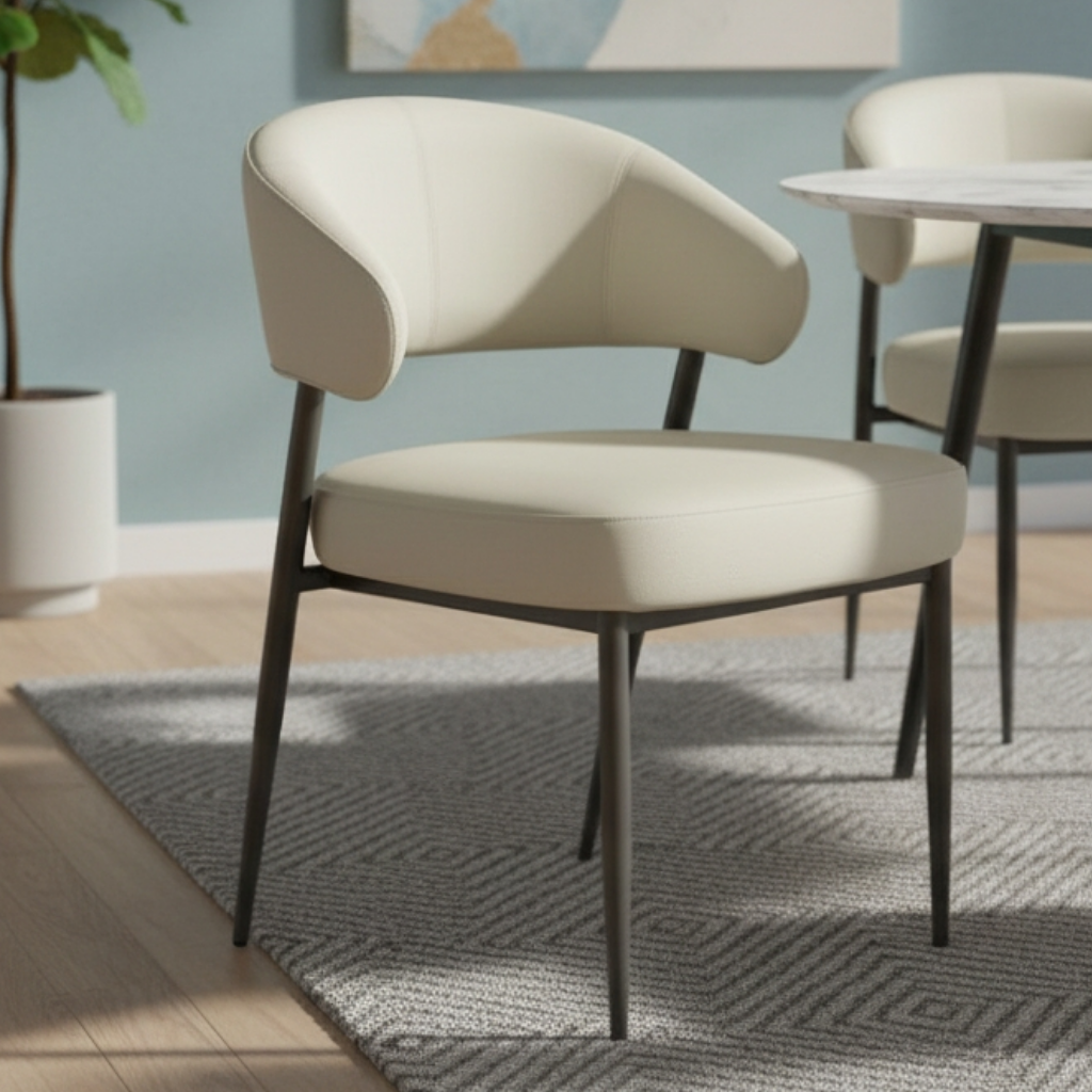 Cento Modern Round Open-Back Faux Leather Dining Chair