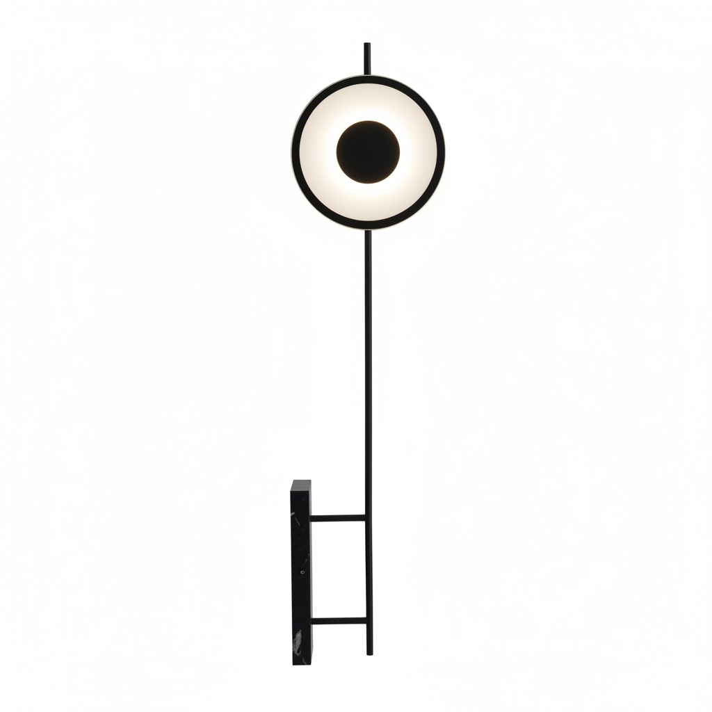 Cuneo Modern Minimalist LED Floor Lamp with Black Iron Frame and Marble Base