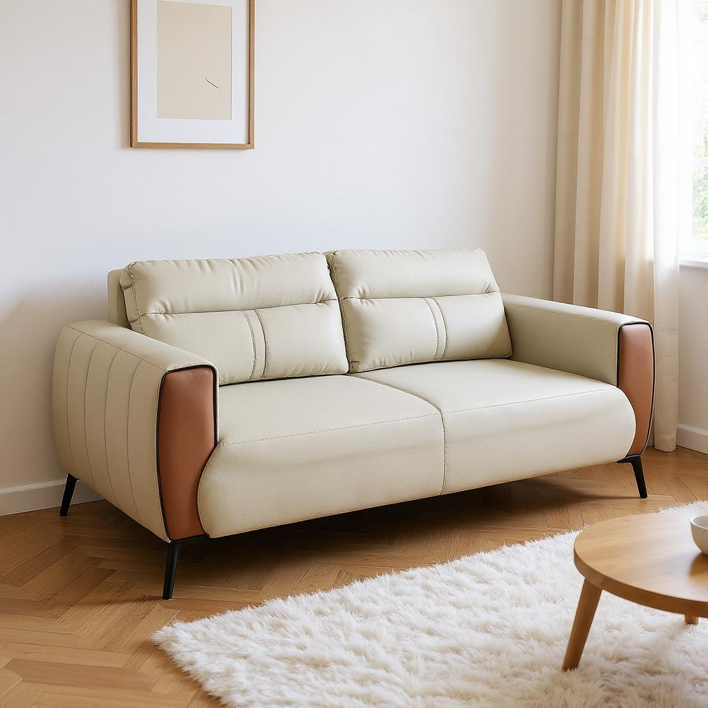 Ezra Two Tone Leather Sofa