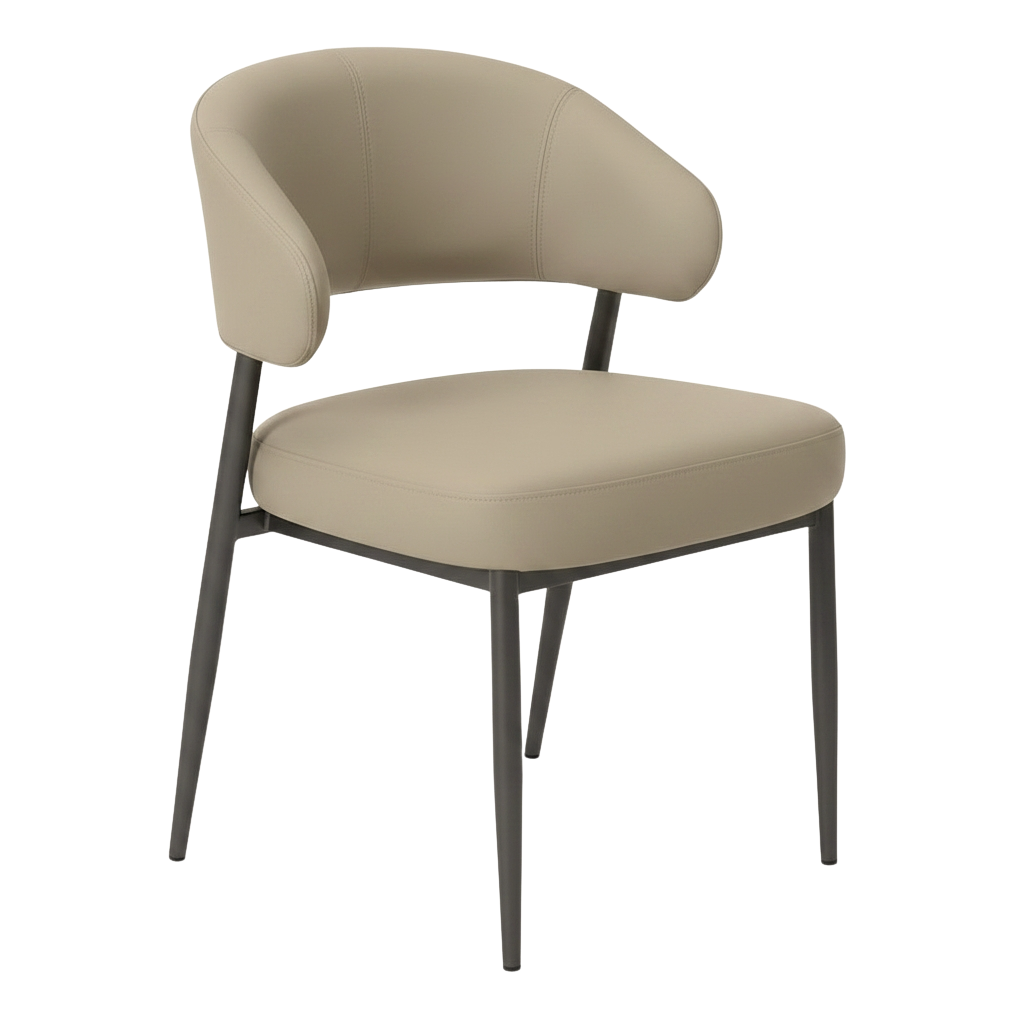 Elba Modern Faux Leather Armchair Dining Chair – Curved Backrest Chair