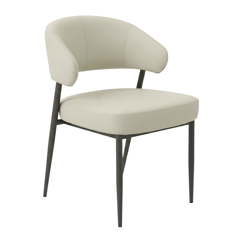 Elba Modern Faux Leather Armchair Dining Chair – Curved Backrest Chair