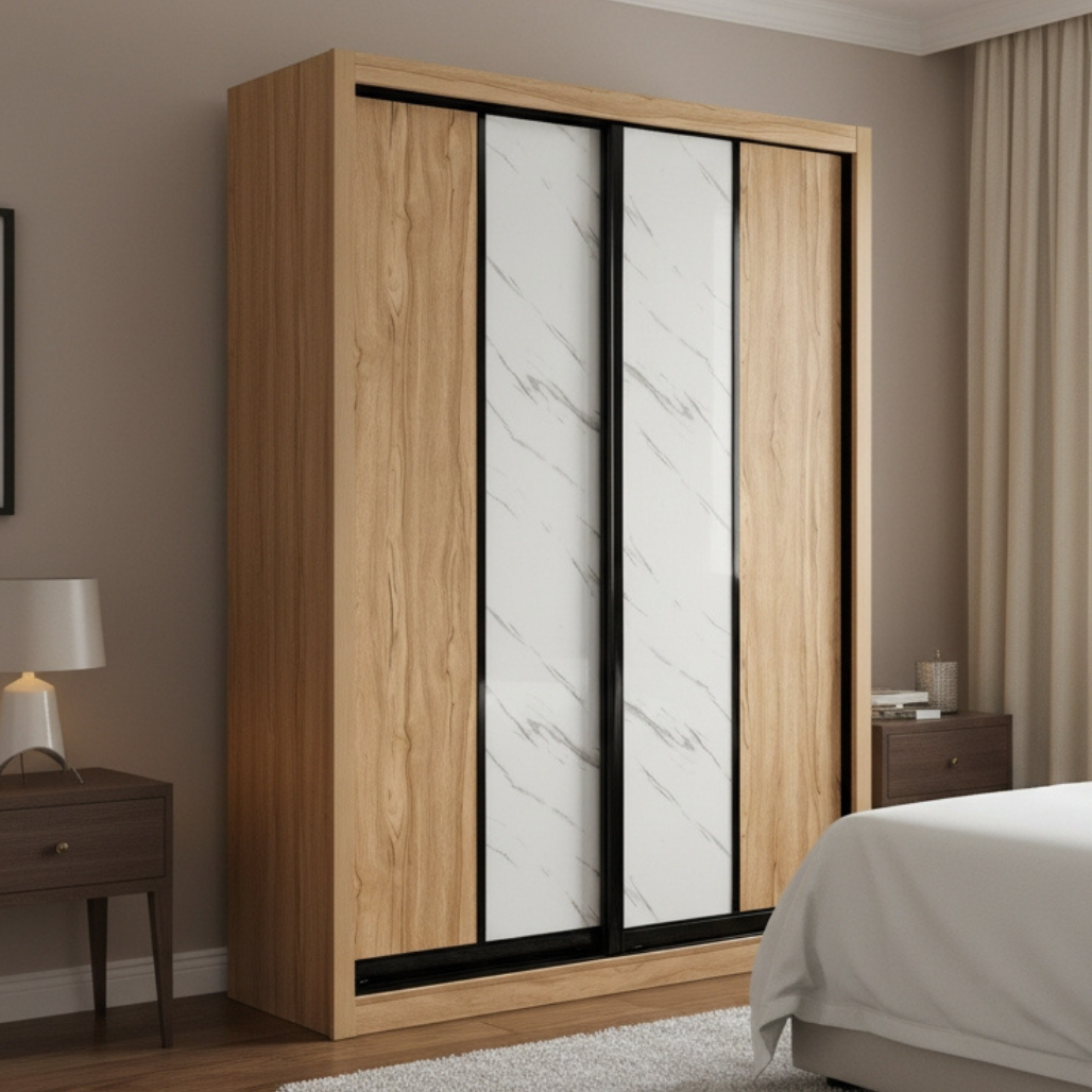 Elena 5ft Sliding Door Wardrobe Maple