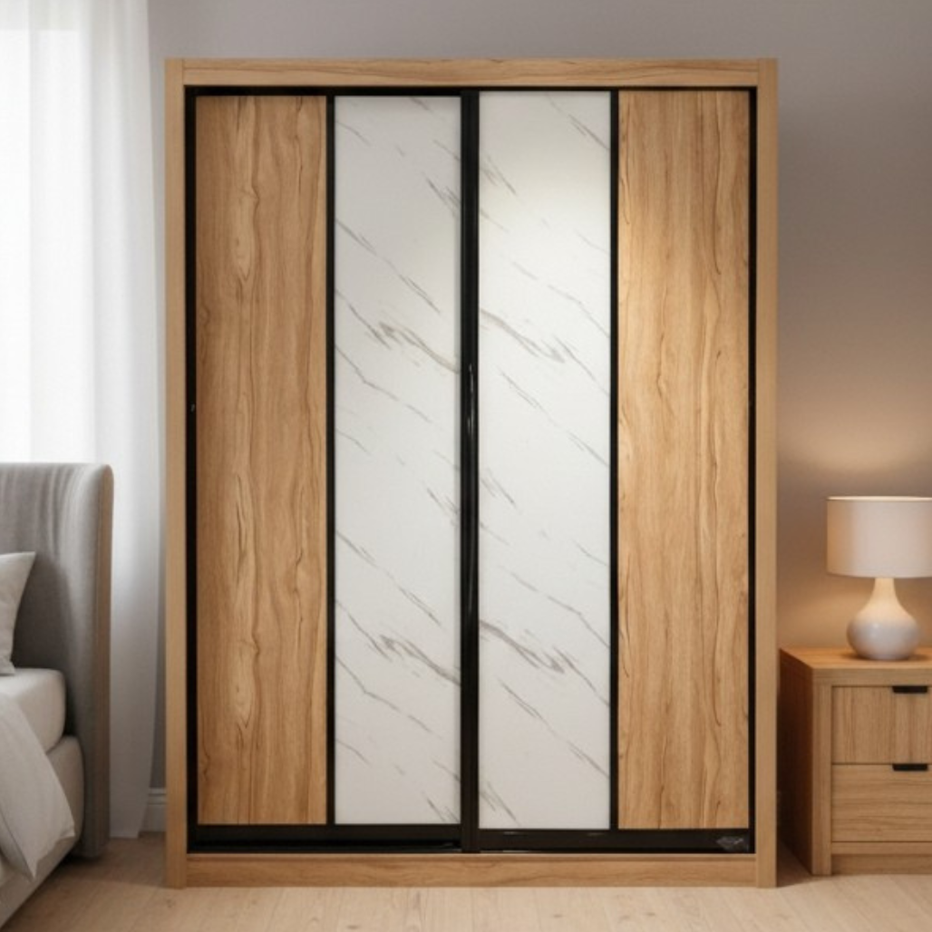 Elena 5ft Sliding Door Wardrobe Maple