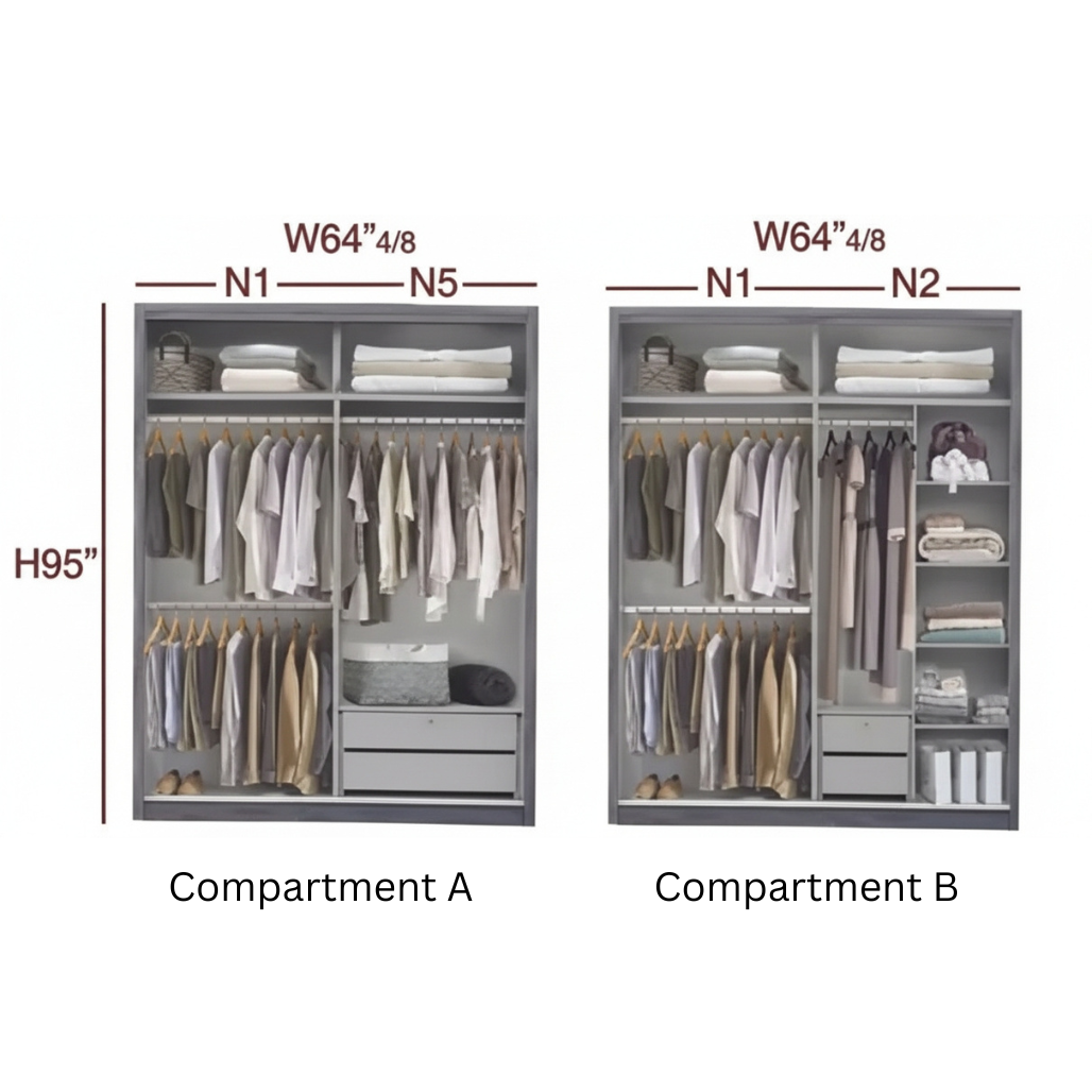 Elena 5ft Sliding Door Wardrobe Grey