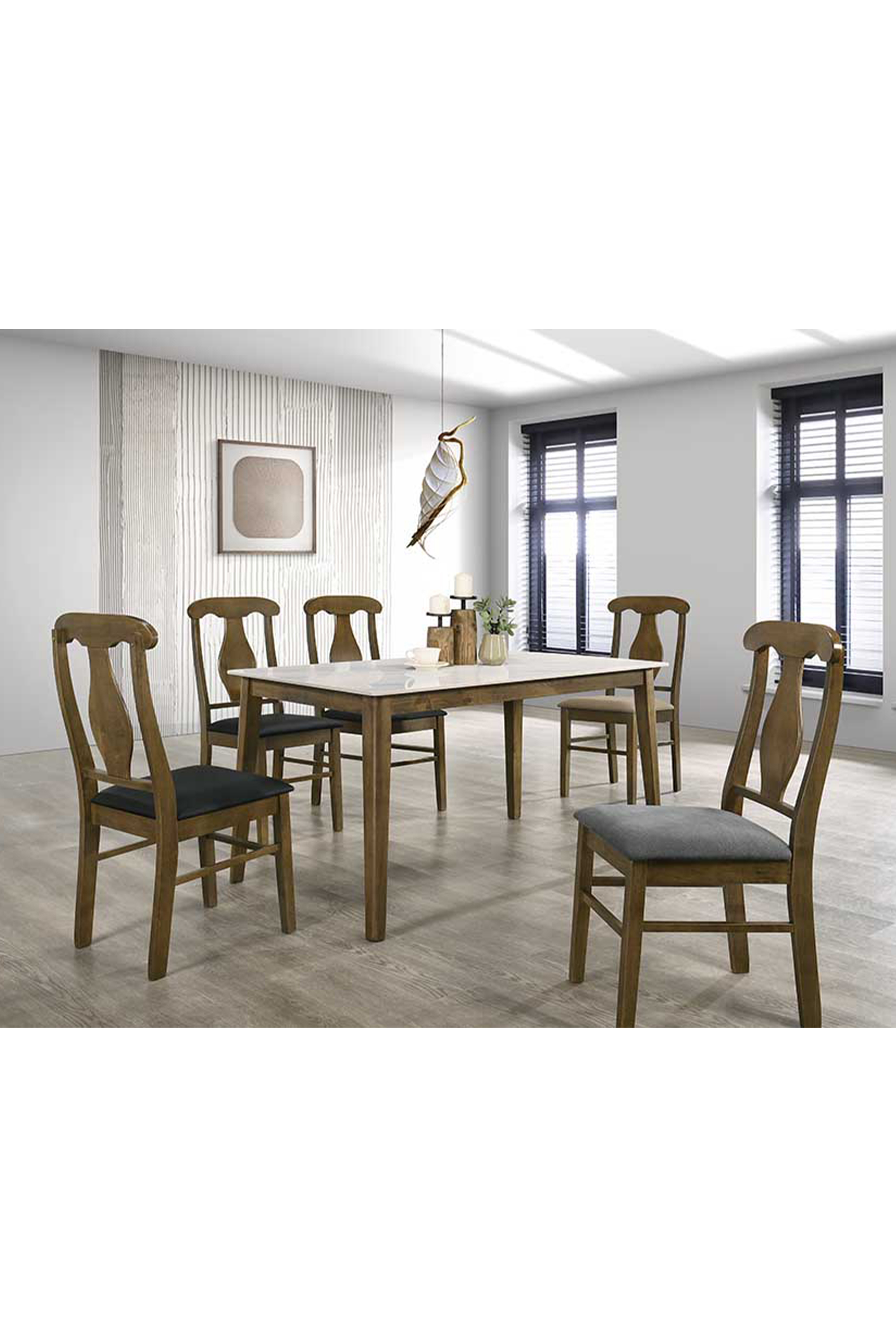 Elicona 1.4m Dining Table + 6 Brizia Dining Chairs