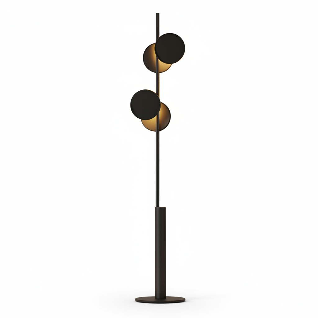 Erice Modern Minimalist LED Floor Lamp - Matte Black Sculptural Floating Disc
