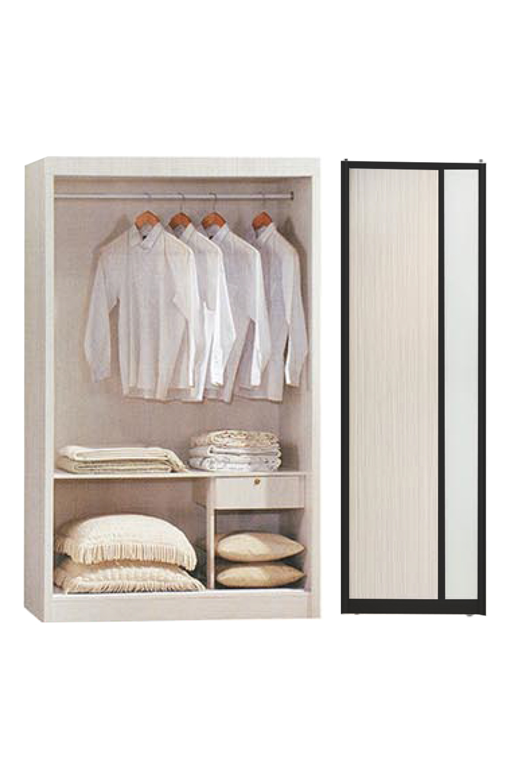 Essential 4ft White Wash Sliding Wardrobe A