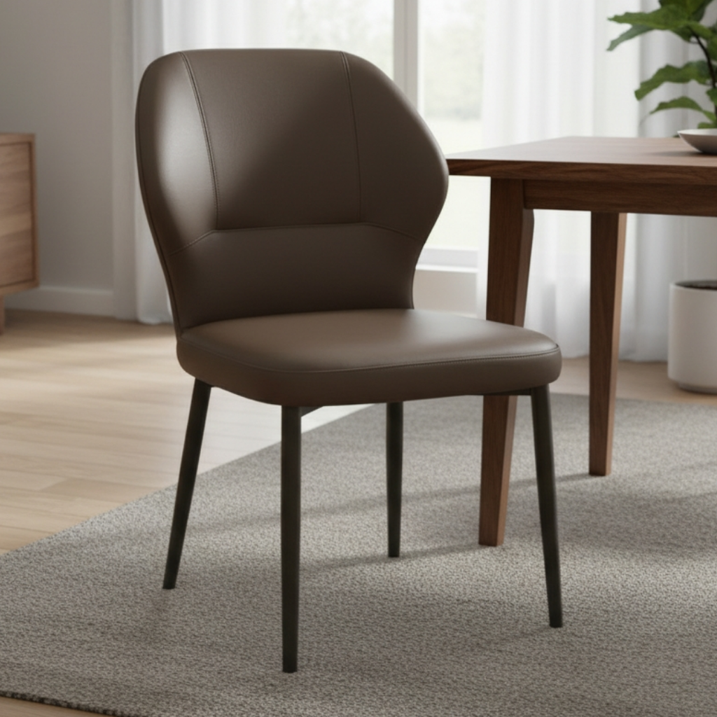 Fano Modern Faux Leather Dining Chair – Curved Back Padded Seat Chair