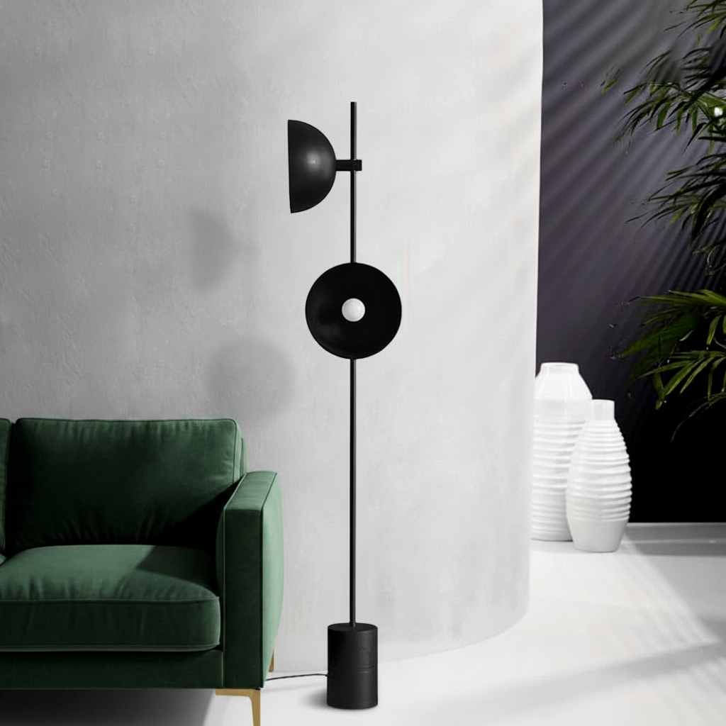 Lici Studio Floor Lamp – Black Metal with Marble Base