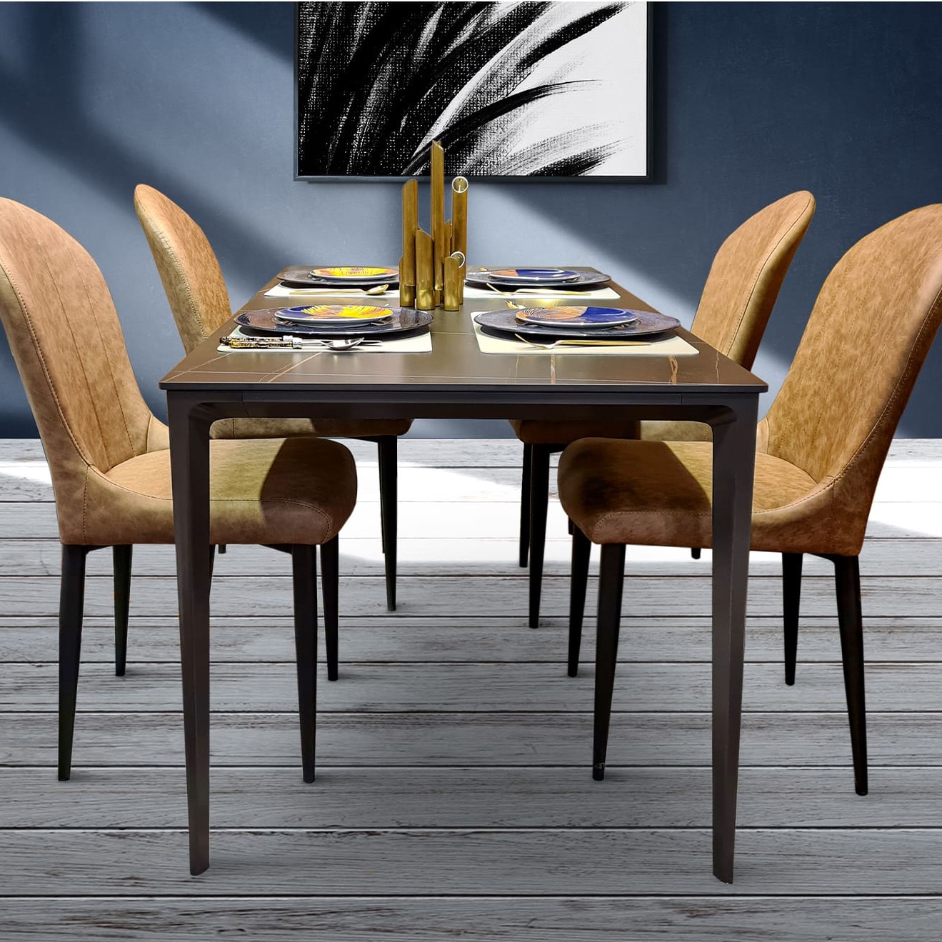 Gallotti Sintered Stone Matt Marquina Gold Dining Table