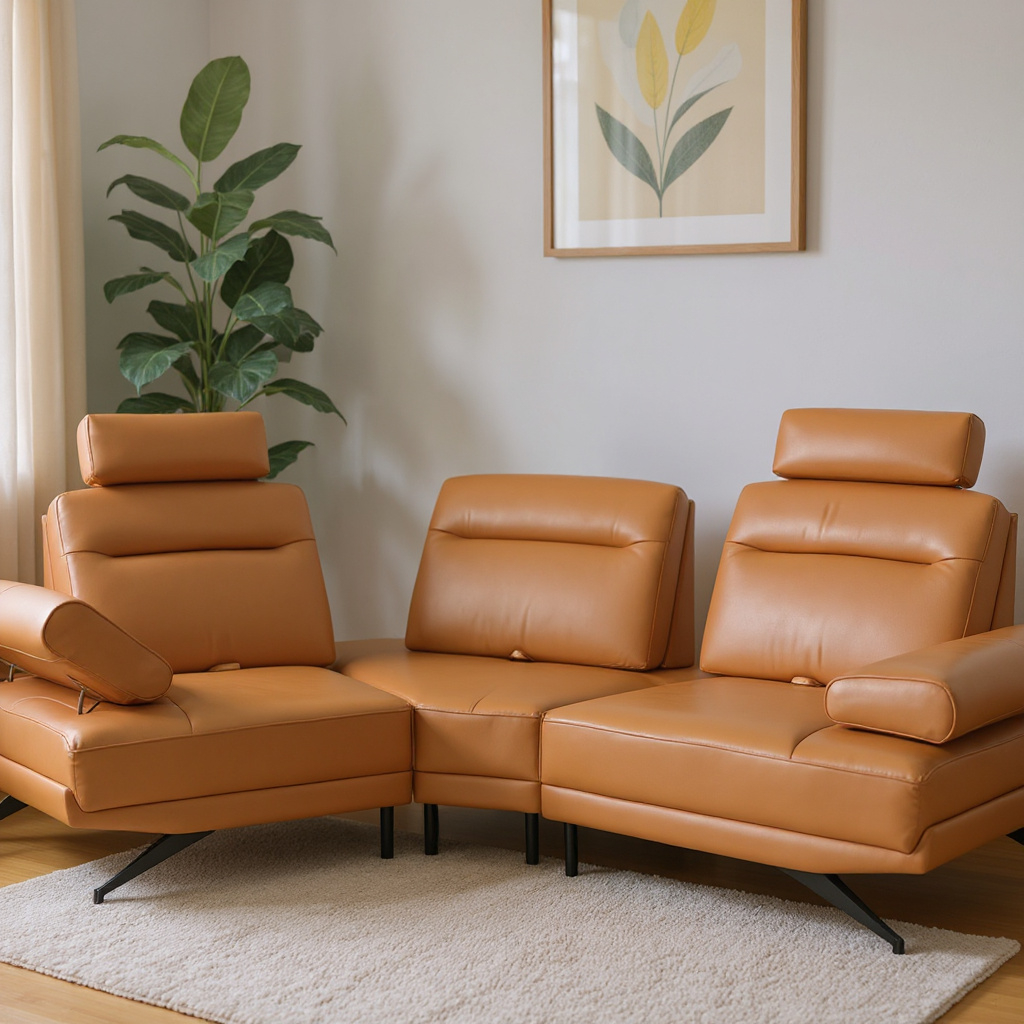 Isnello High Tech Fabric L-Shape with Adjustable Backrest Sofa