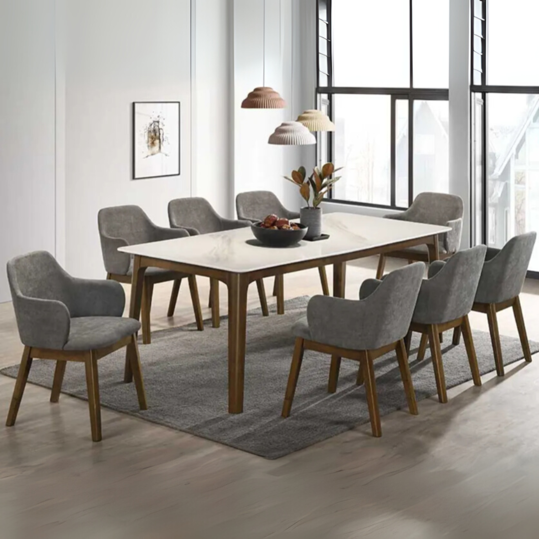 Ibusuki 2m Dining Table + 8 Yabu Dining Arm Chairs