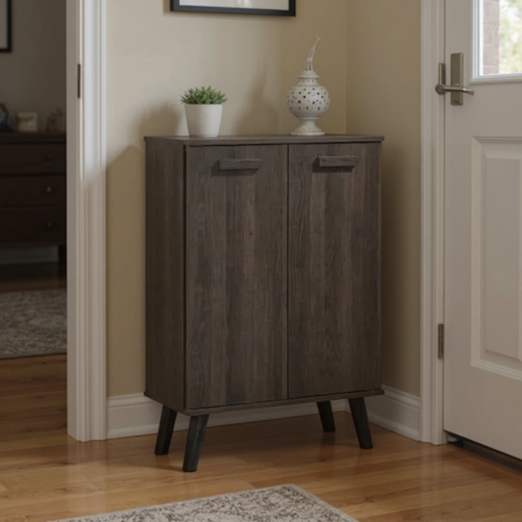 Jacob Walnut 2 Door Shoe Cabinet