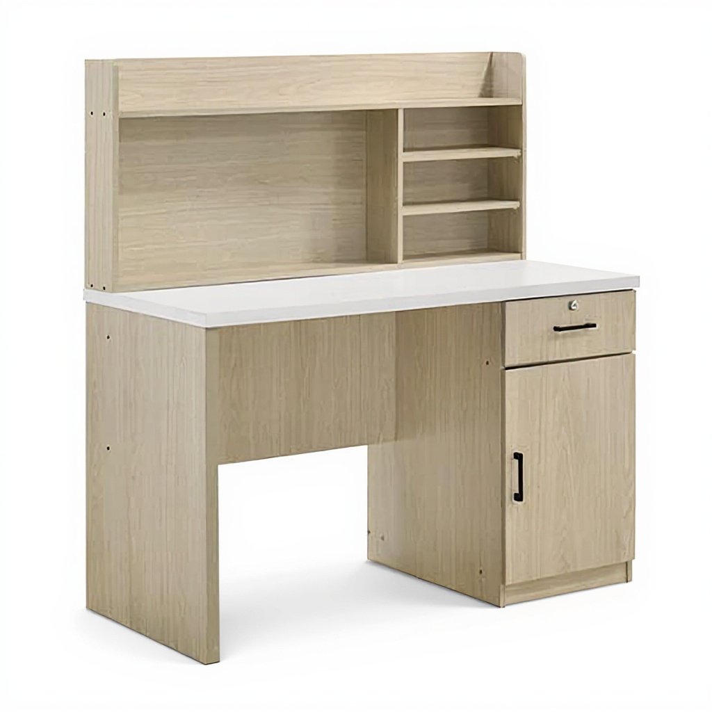 Jim Study Table With Bookshelf (White Ash)