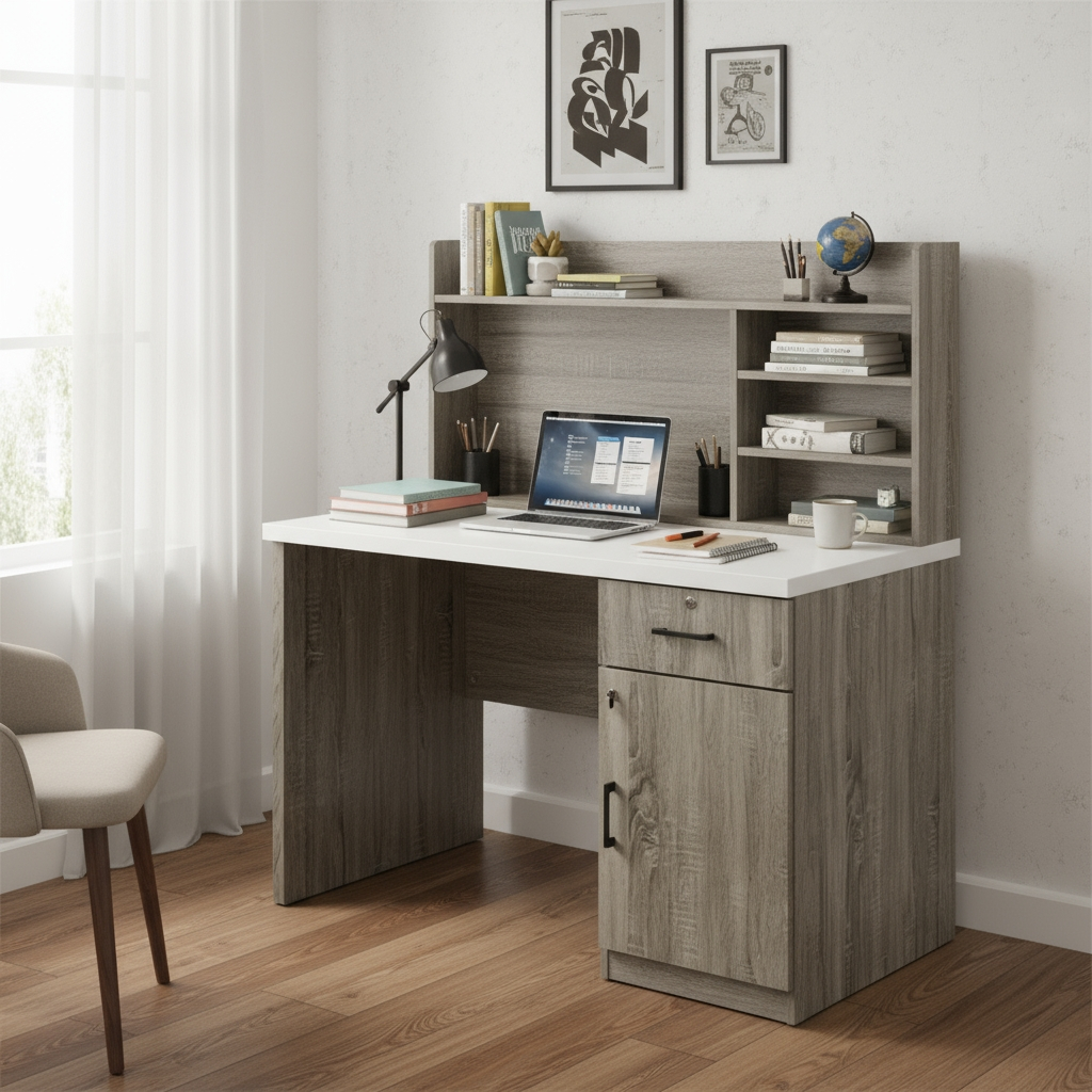 Jim Study Table With Bookshelf (Oak)