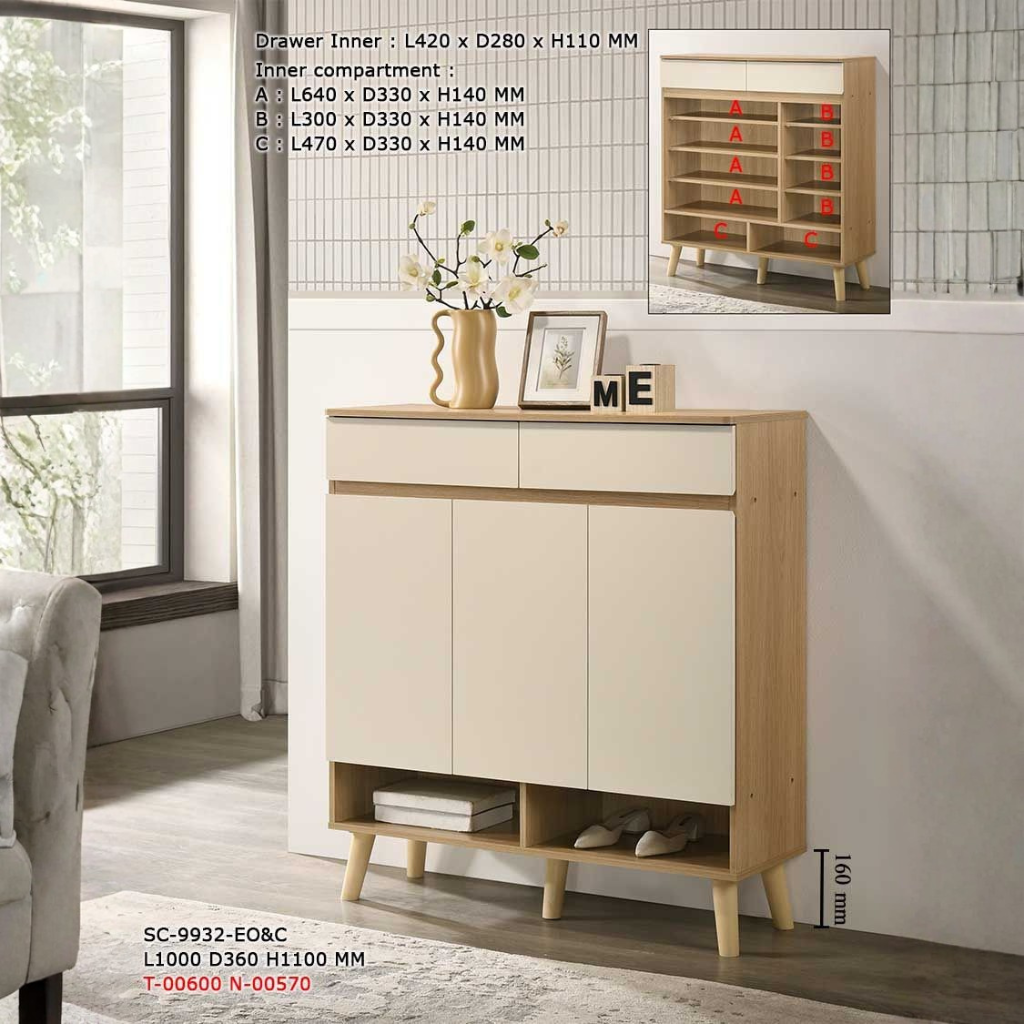 Jace 3 Door Shoe Cabinet