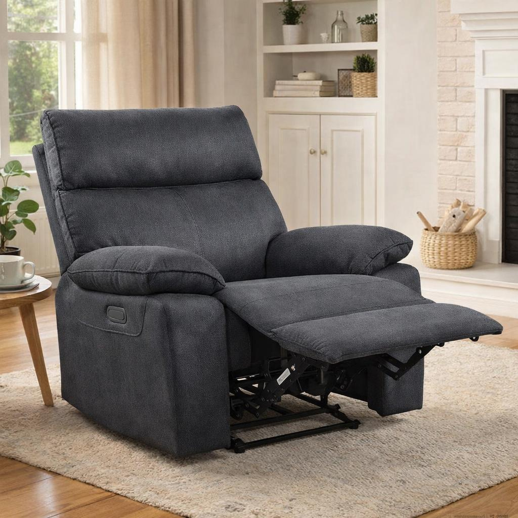Juno 1 Seater Recliner Sofa – Pet Friendly Fabric (Charcoal)