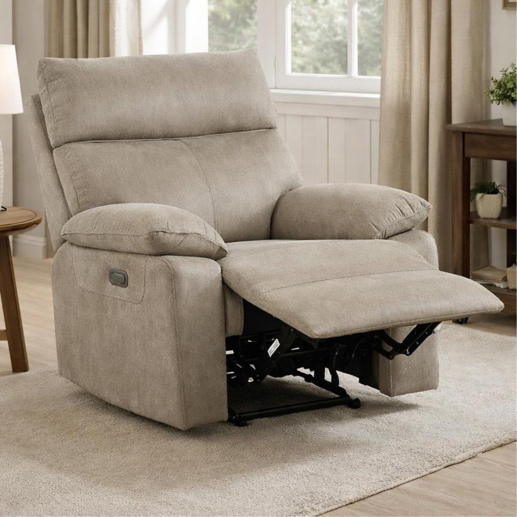 Juno 1 Seater Recliner Sofa – Pet Friendly Fabric (Hazy Grey)