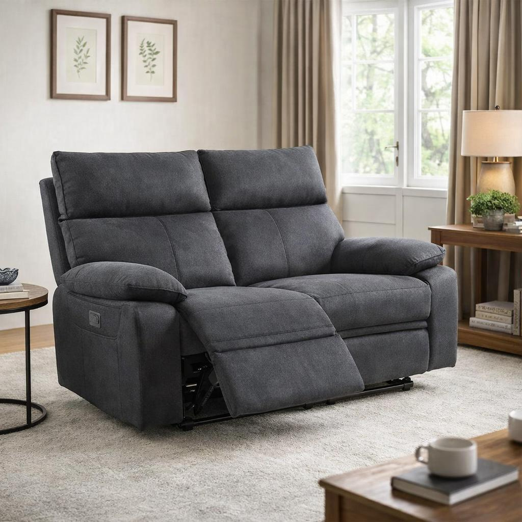 Juno 2 Seater Recliner Sofa – Pet Friendly Fabric (Charcoal)