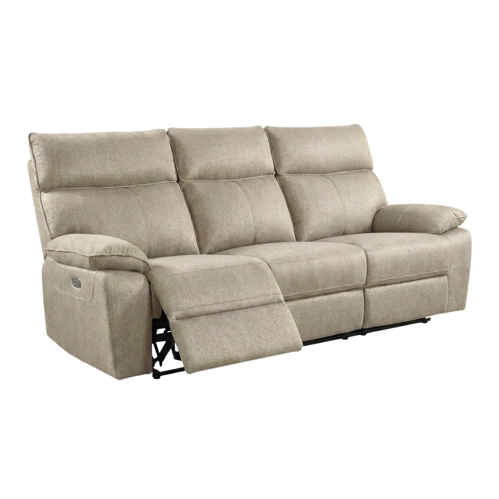 Juno 3 Seater Recliner Sofa – Pet Friendly Fabric (Hazy Grey)