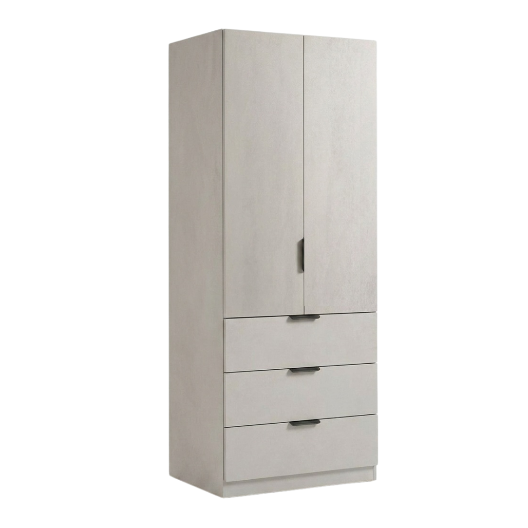 Lago 2 Door 3 Drawer Wardrobe 2.5ft (Grey)