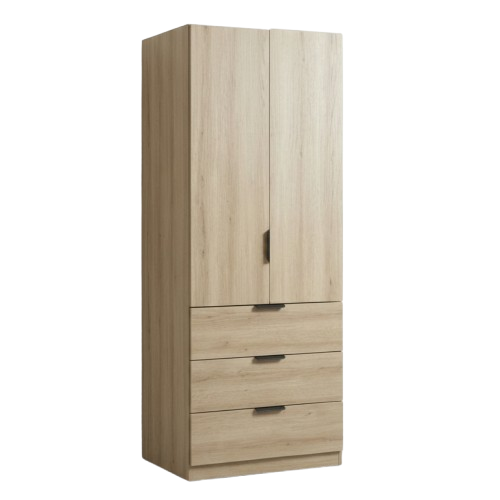 Lago 2 Door 3 Drawer Wardrobe 2.5ft (Light Oak)