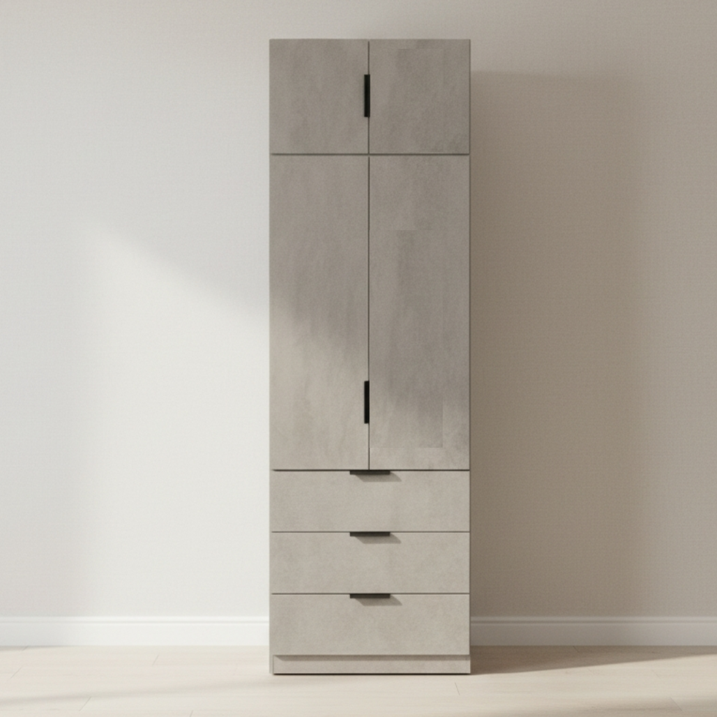 Lago 2 Door 3 Drawer Wardrobe 2.5ft (Grey)