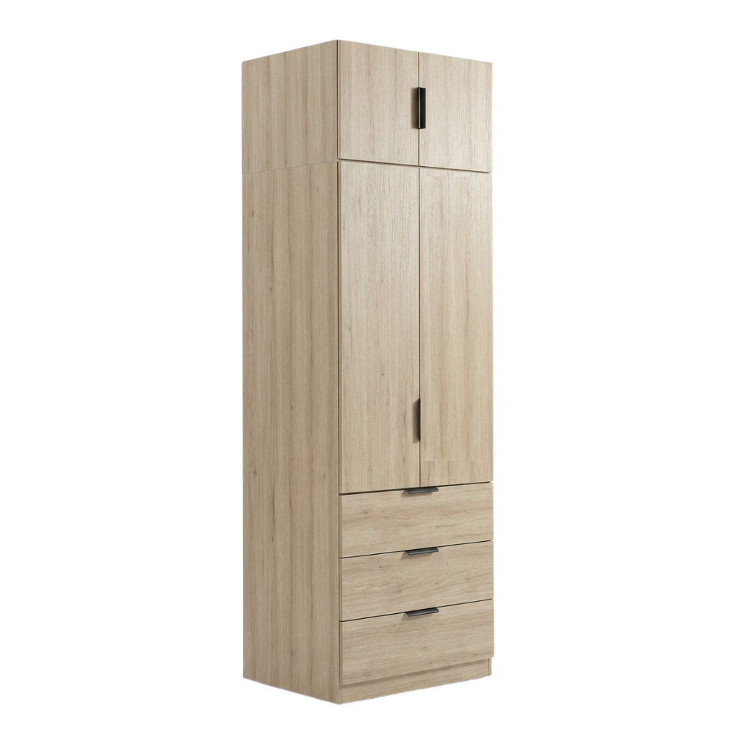 Lago 2 Door 3 Drawer Wardrobe 2.5ft (Light Oak)