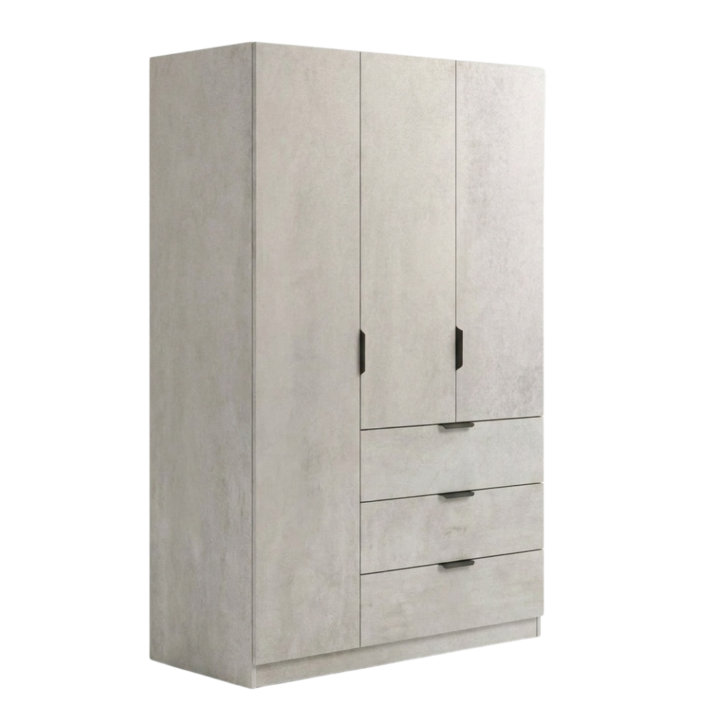 Lago 3 Door 3 Drawer Wardrobe (Grey)