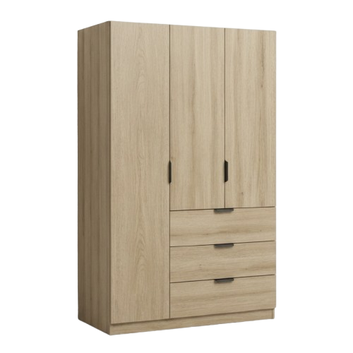 Lago 3 Door 3 Drawer Wardrobe (Light Oak)