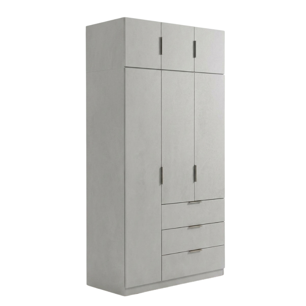 Lago 3 Door 3 Drawer Wardrobe (Grey)