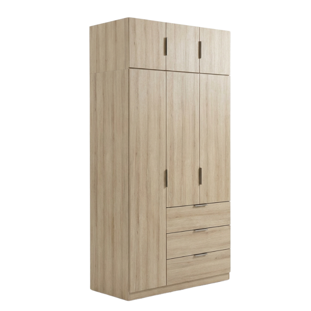 Lago 3 Door 3 Drawer Wardrobe (Light Oak)