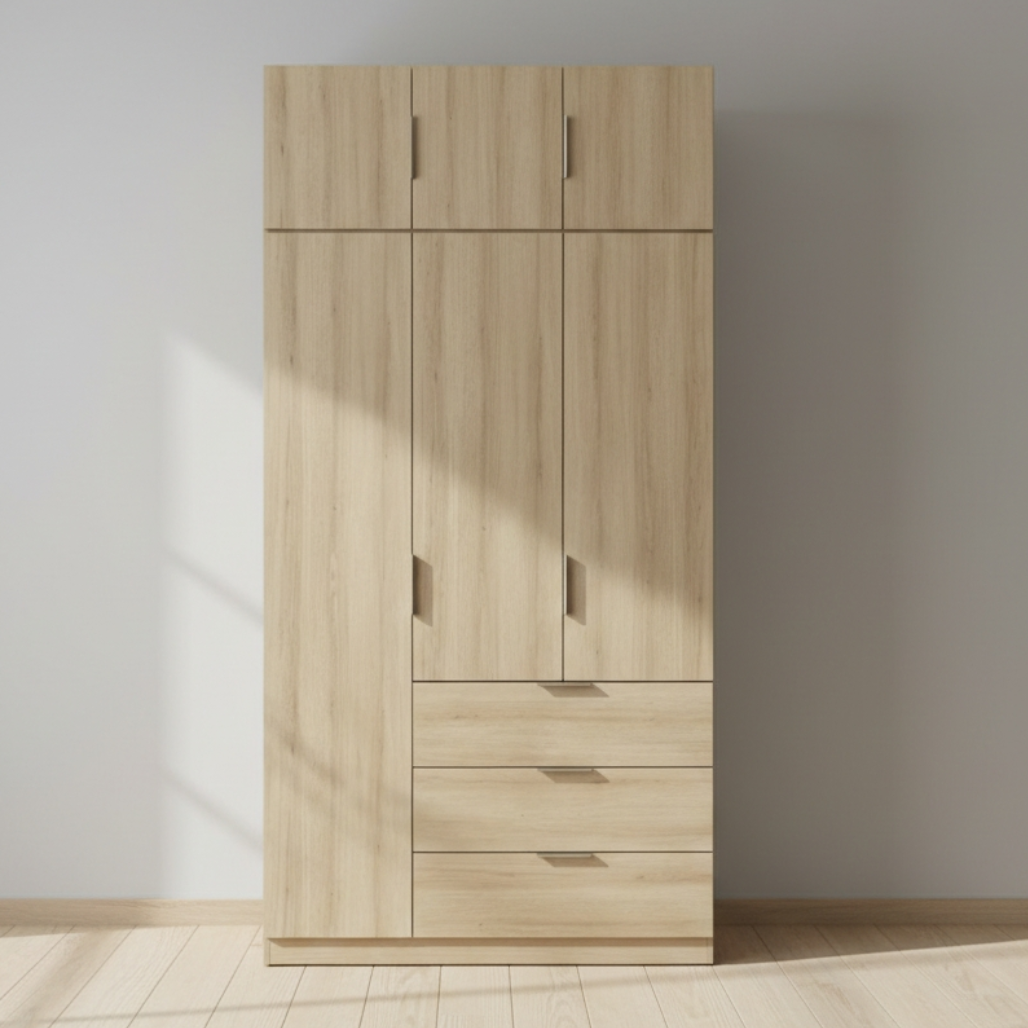 Lago 3 Door 3 Drawer Wardrobe (Light Oak)