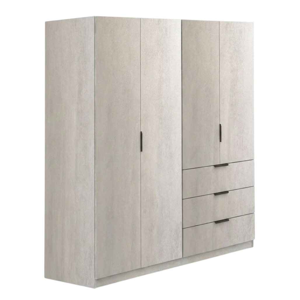 Lago 4 Door 3 Drawer Wardrobe (Grey)