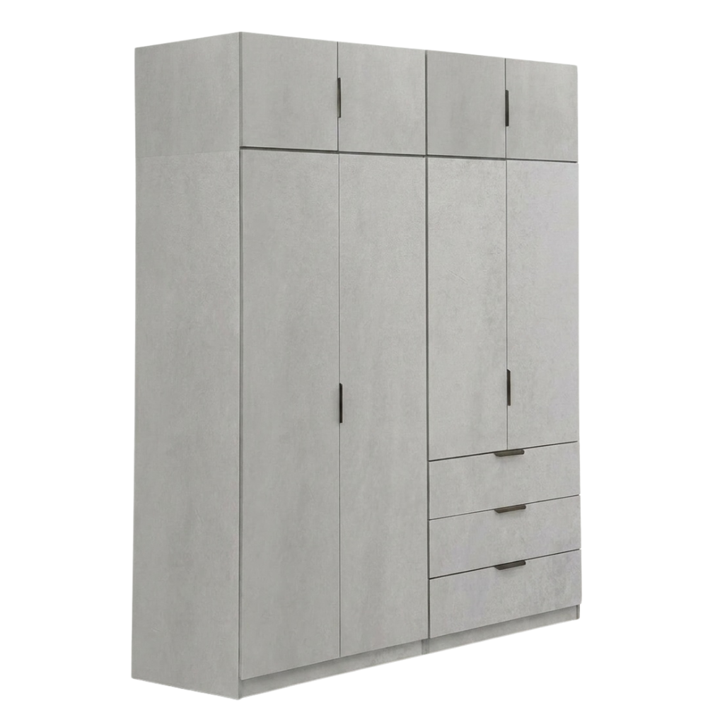Lago 4 Door 3 Drawer Wardrobe (Grey)