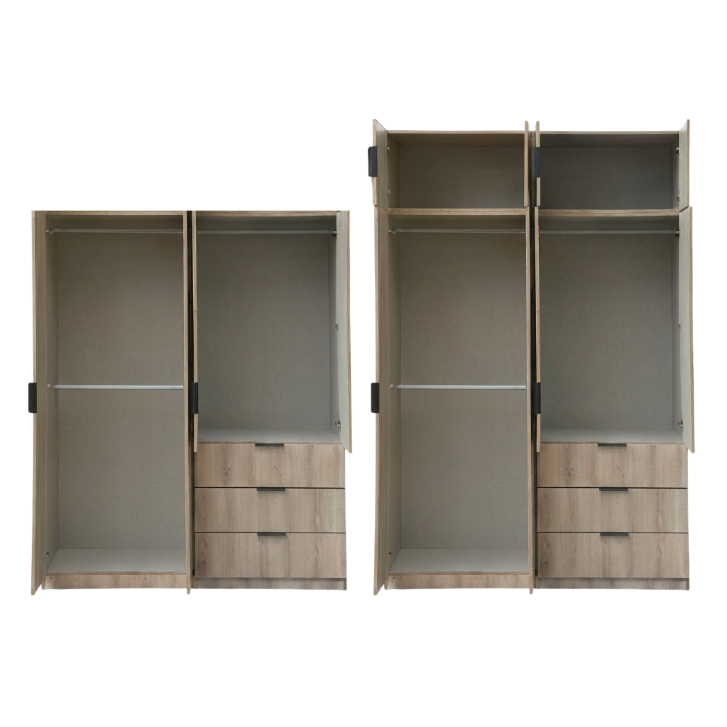 Lago 4 Door 3 Drawer Wardrobe (Grey)