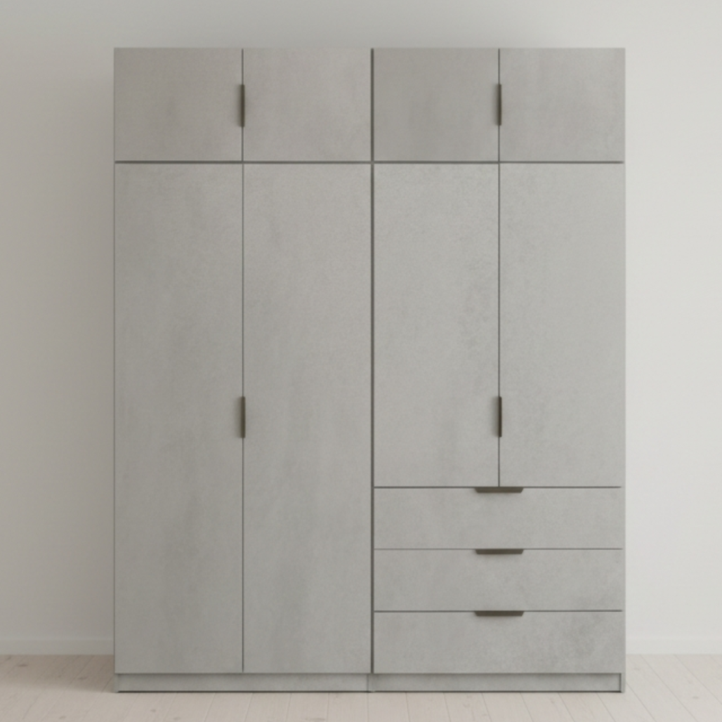 Lago 4 Door 3 Drawer Wardrobe (Grey)