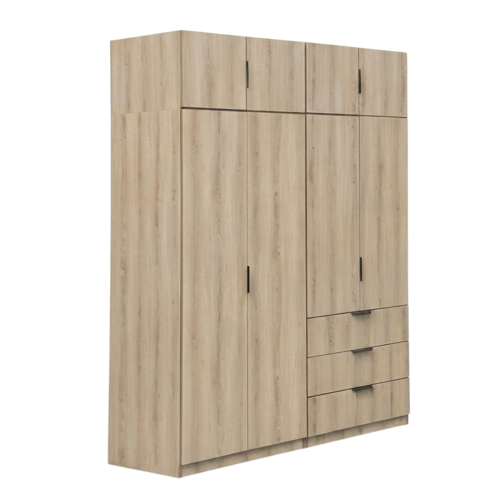 Lago 4 Door 3 Drawer Wardrobe (Light Oak)