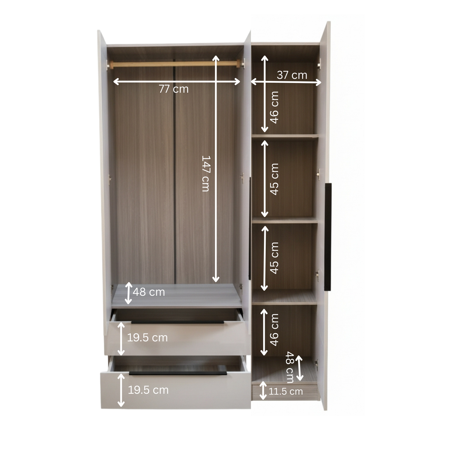 Lavie 3 Door 2 Drawer Wardrobe